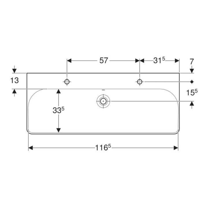 Geberit Lavabo Smyle Square 120x48 cm, EV gauche + droite, avec trop-plein, KeraTect/blanc