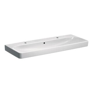 Geberit Lavabo Smyle Square 120x48 cm, robinetterie gauche + droite, avec trop-plein, blanc