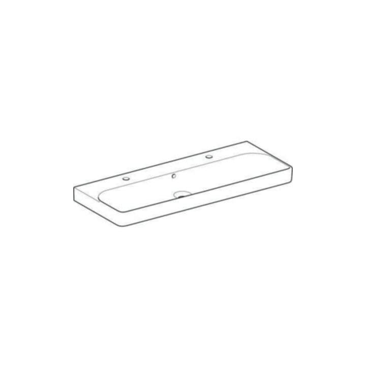 Geberit Lavabo Smyle Square 120x48 cm, robinetterie gauche + droite, avec trop-plein, blanc