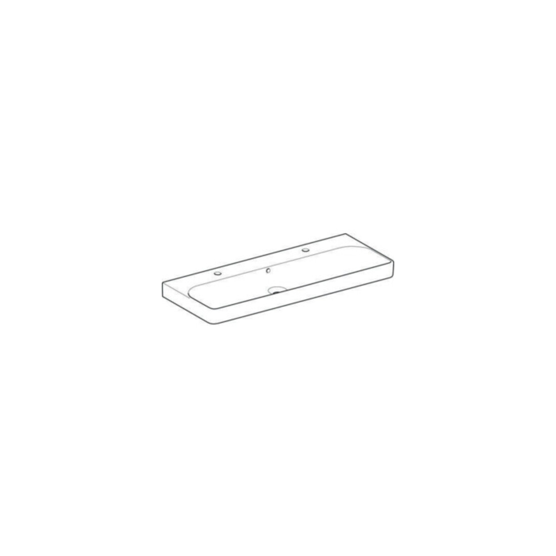 Geberit Lavabo Smyle Square 120x48 cm, robinetterie gauche + droite, avec trop-plein, blanc