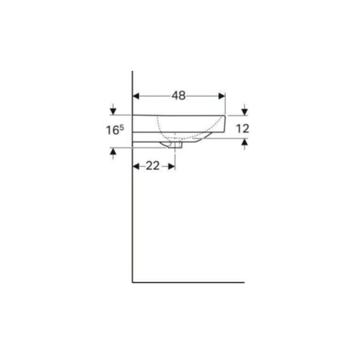 Geberit Lavabo Smyle Square 120x48 cm, robinetterie gauche + droite, avec trop-plein, blanc