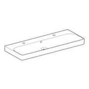Geberit Lavabo Smyle Square 120x48 cm, robinetterie gauche + droite, avec trop-plein, blanc-4
