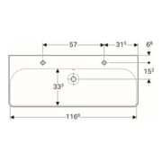 Geberit Lavabo Smyle Square 120x48 cm, robinetterie gauche + droite, avec trop-plein, blanc-4