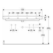 Geberit Lavabo Smyle Square 120x48 cm, robinetterie gauche + droite, avec trop-plein, blanc-5