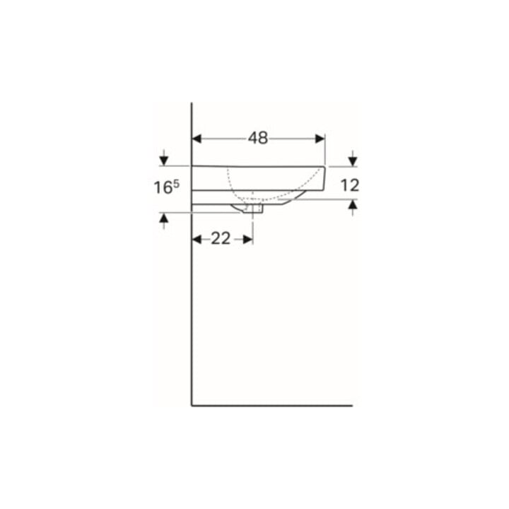 Geberit Lavabo Smyle Square 120x48 cm, robinetterie gauche + droite, avec trop-plein, blanc