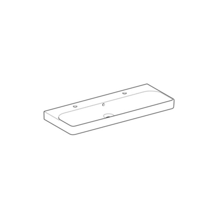 Geberit Lavabo Smyle Square 120x48 cm, robinetterie gauche + droite, avec trop-plein, blanc