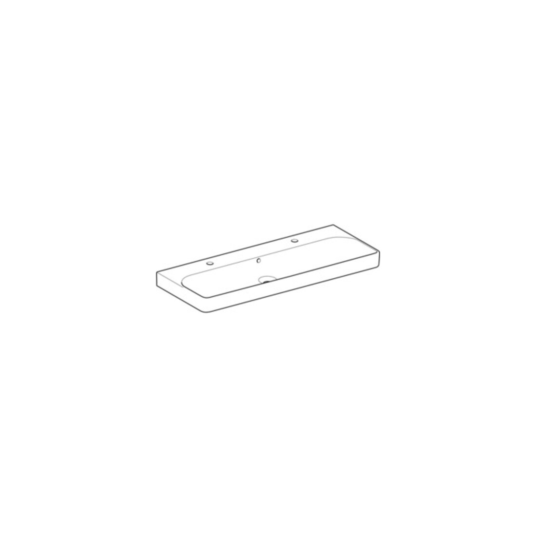 Geberit Lavabo Smyle Square 120x48 cm, robinetterie gauche + droite, avec trop-plein, blanc