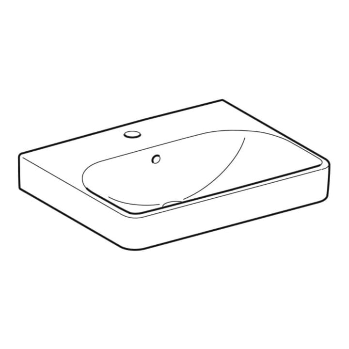 Geberit Lavabo Smyle Square 55x44cm, KeraTect/blc, c/robinet, c/siphon
