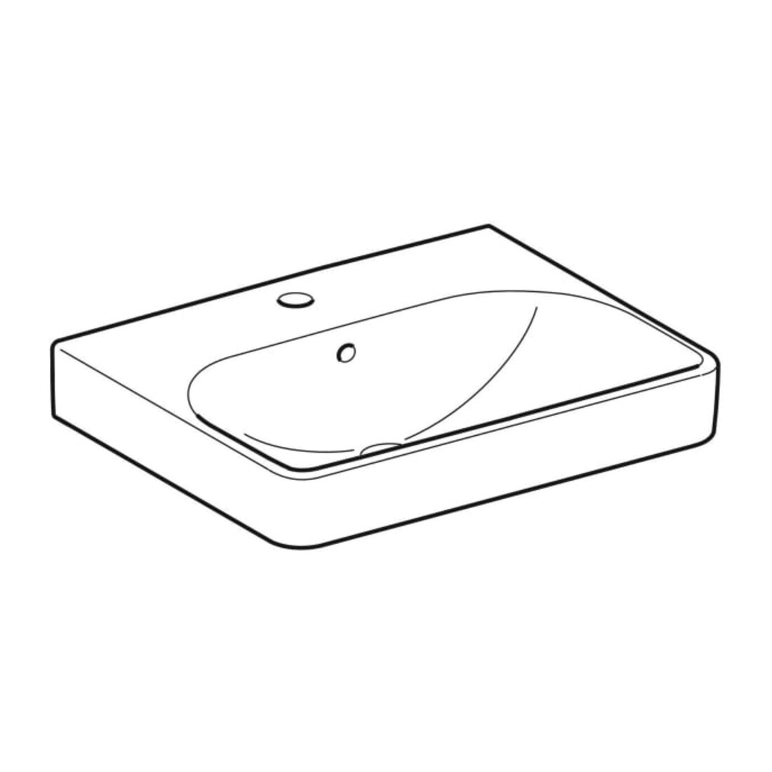 Geberit Lavabo Smyle Square 55x44cm, KeraTect/blc, c/robinet, c/siphon