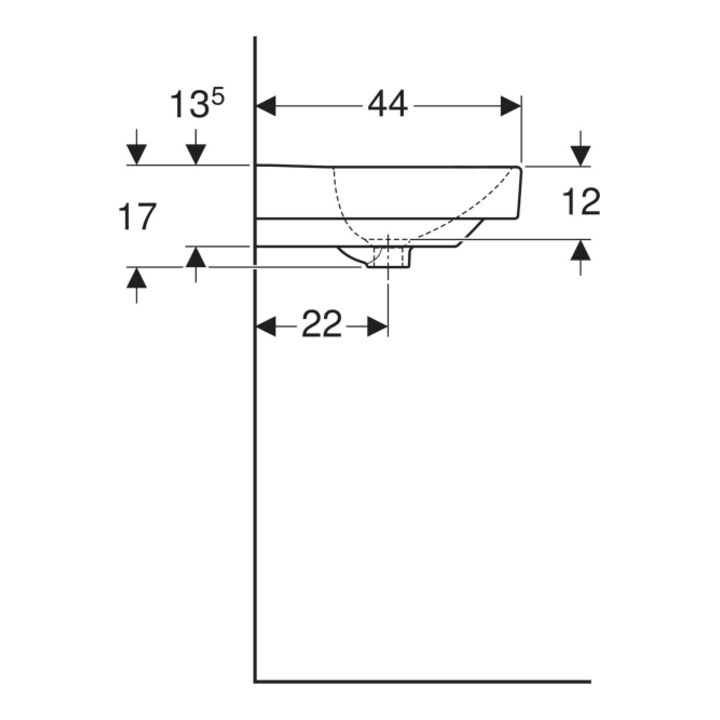 Geberit Lavabo Smyle Square 55x44cm, KeraTect/blc, c/robinet, c/siphon