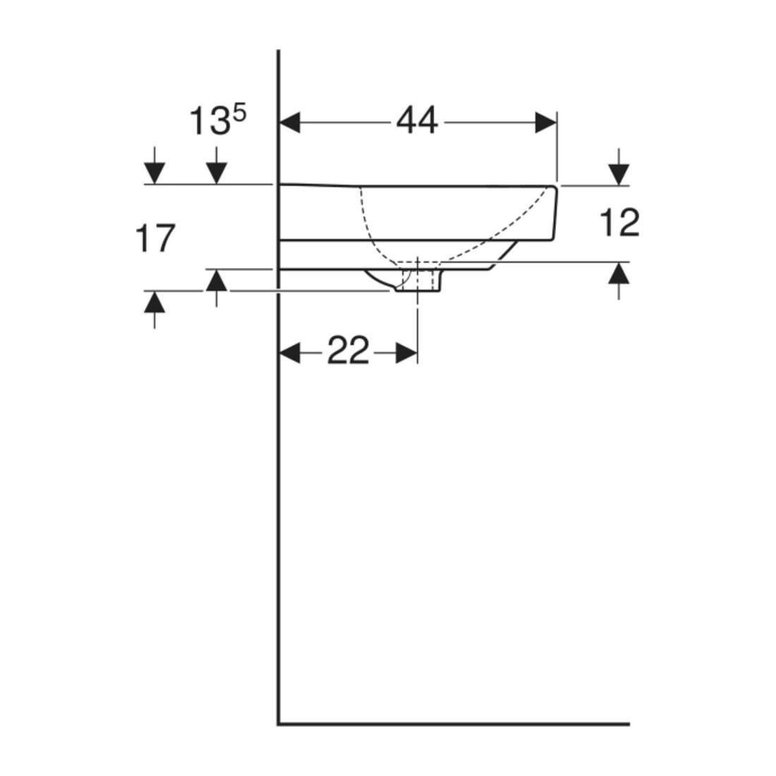 Geberit Lavabo Smyle Square 55x44cm, KeraTect/blc, c/robinet, c/siphon