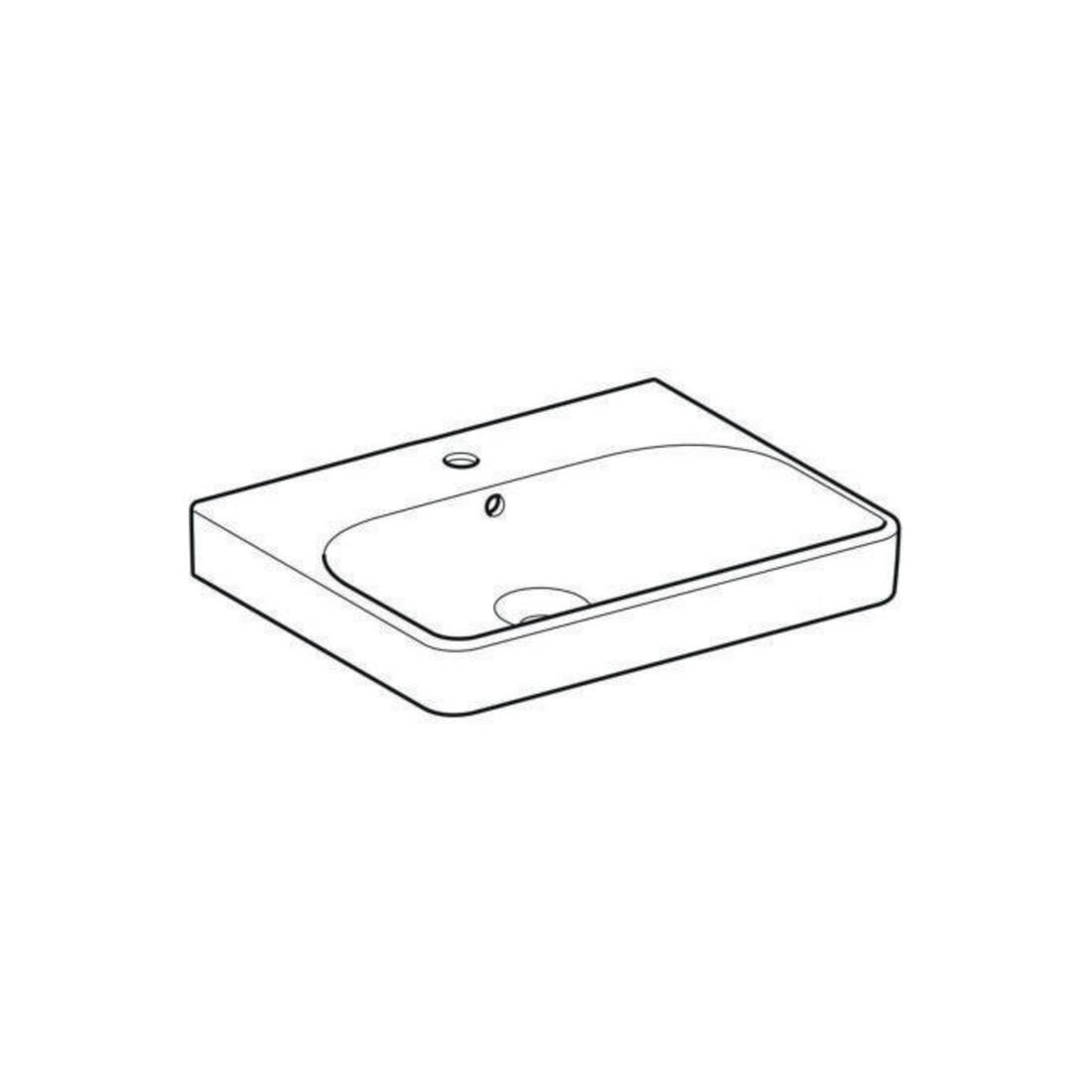 Geberit Lavabo Smyle Square 60x48 cm, blanc, avec trou pour robinet et trop-plein