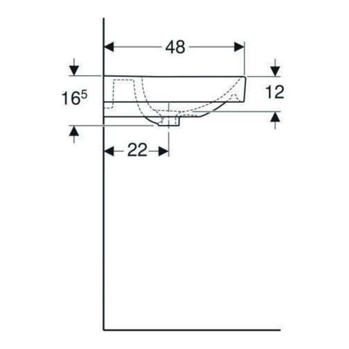 Geberit Lavabo Smyle Square 60x48 cm, blanc, avec trou pour robinet et trop-plein