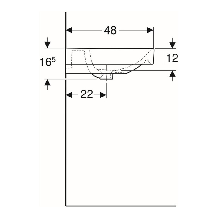 Geberit Lavabo Smyle Square 60x48 cm, blanc, avec trou pour robinet et trop-plein