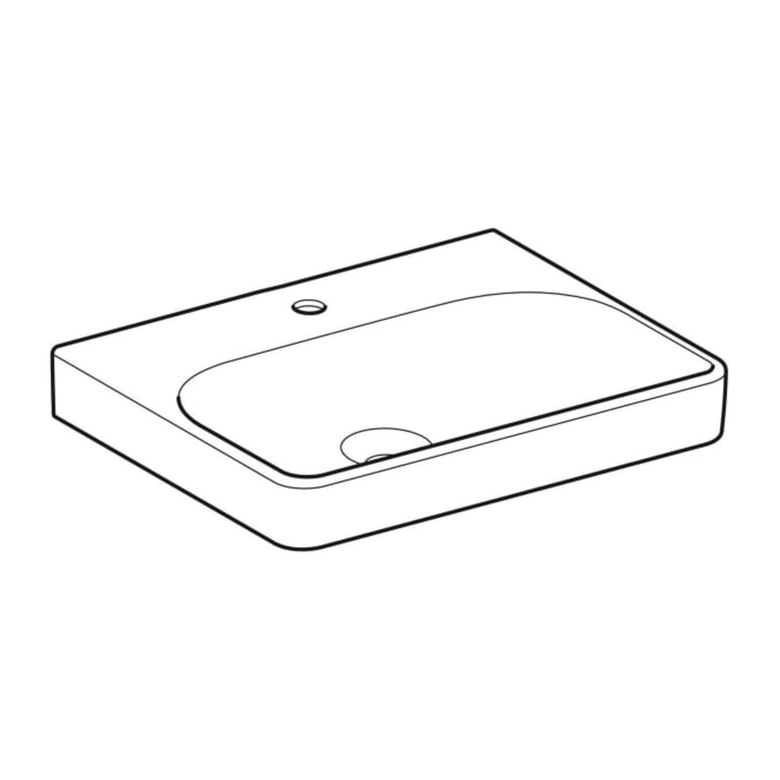 Geberit Lavabo Smyle Square 60x48cm, avec trou robinet, sans trop-plein, blanc
