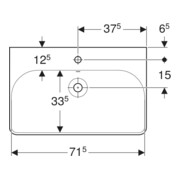 Geberit Lavabo Smyle Square 75x48 cm, blanc, avec trou de robinet, avec trop-plein-4