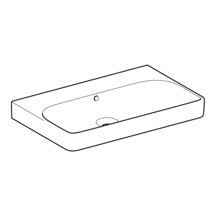 Geberit Lavabo Smyle Square 75x48cm, blanc, sans trou de robinet, avec trop-plein