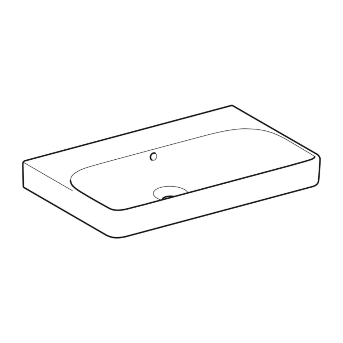 Geberit Lavabo Smyle Square 75x48cm, blanc, sans trou de robinet, avec trop-plein