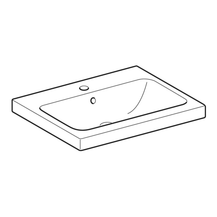 Geberit Lavabo sur plan iCon Light 60x48 cm, évacuation horizontale, blanc alpin mat