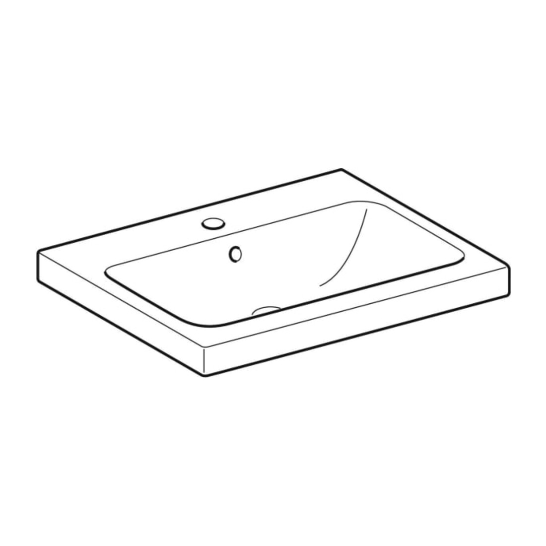 Geberit Lavabo sur plan iCon Light 60x48 cm, évacuation horizontale, blanc alpin mat