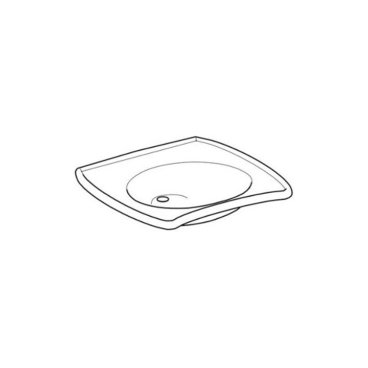 Geberit Lavabo Vitalis 65x60 cm, blanc K-T., sans trop-plein, sans trou robinet, accessible PMR