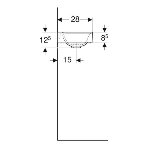 Geberit Lavabo Xeno2 40x28 cm, mit Hahn links, ohne Überlauf, blanc K-Tect