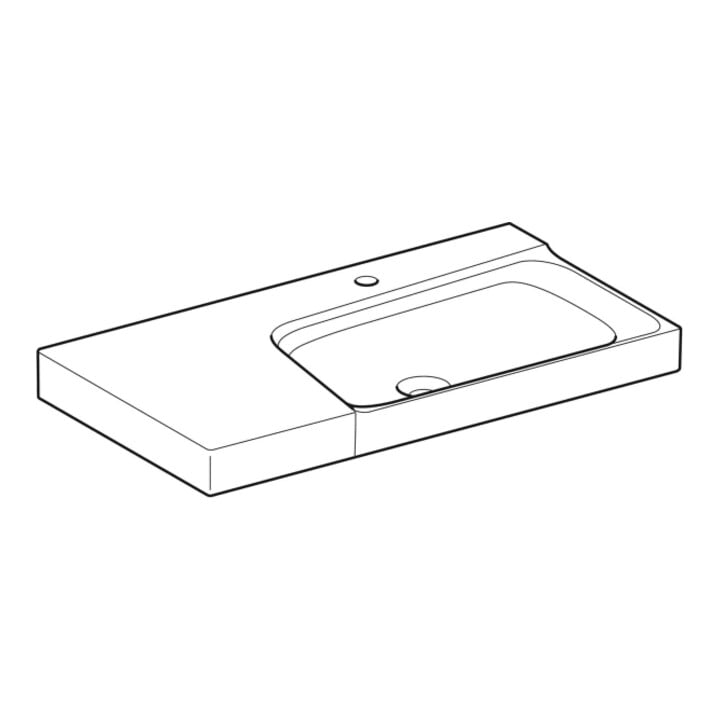 Geberit Lavabo Xeno2 90x48cm, évacuation L, HL mi, sans trop-plein, blanc K-Tect