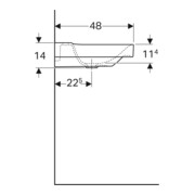Geberit Lavabo Xeno2 90x48cm, évacuation L, HL mi, sans trop-plein, blanc K-Tect-5