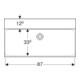 Geberit Lavabo Xeno2 90x48cm, sans robinet, sans trop-plein, blanc KeraTect