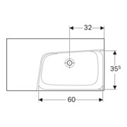 Geberit Lavabo Xeno2 90x48cm, Siphon à gauche, sans trop-plein, blanc K-Tect-4