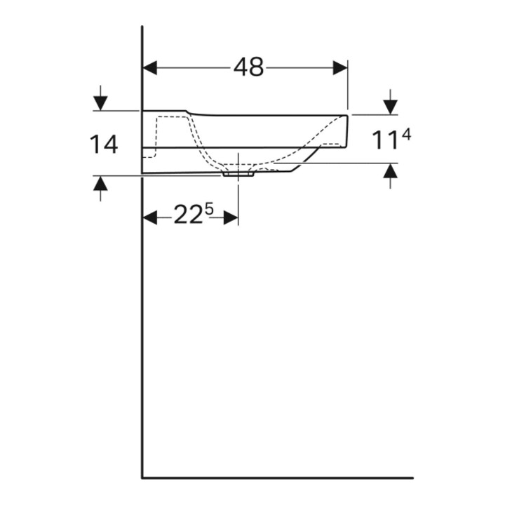 Geberit Lavabo Xeno2 90x48cm, Siphon à gauche, sans trop-plein, blanc K-Tect