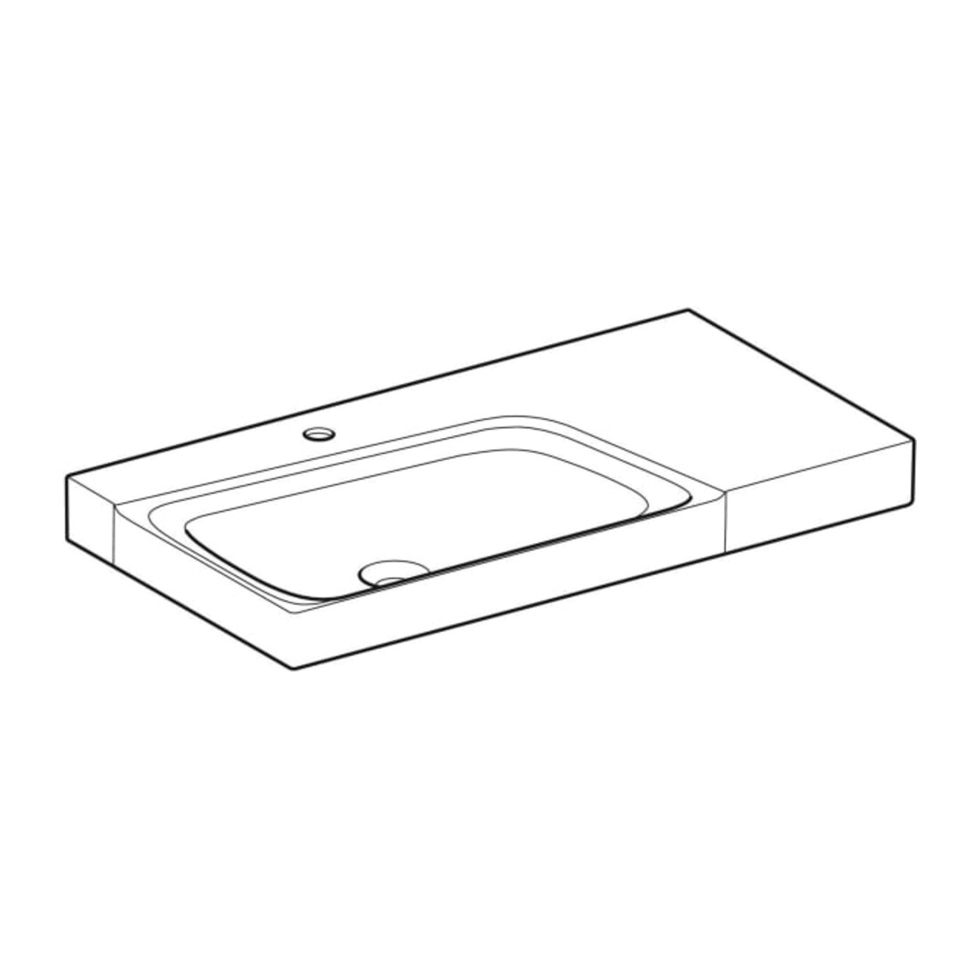 Geberit Lavabo Xeno2 90x48cm, sortie droite, raccord eau chaude, sans trop-plein, blanc K-Tect