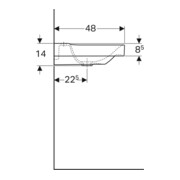 Geberit Lavabo Xeno2 90x48cm, sortie droite, raccord eau chaude, sans trop-plein, blanc K-Tect-5