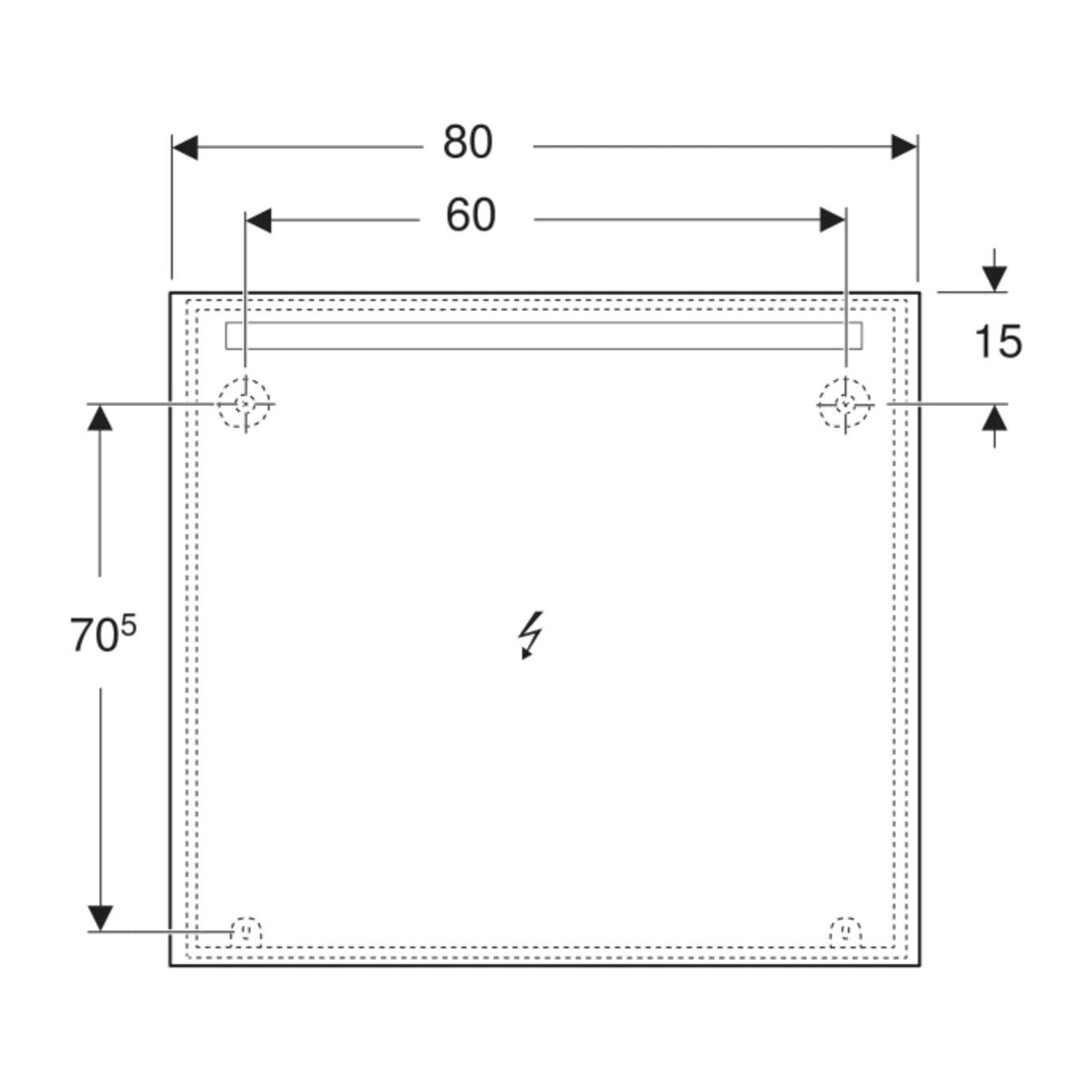 Geberit Lichtspiegel Option Basic Beleuchtung oben, 100x90cm