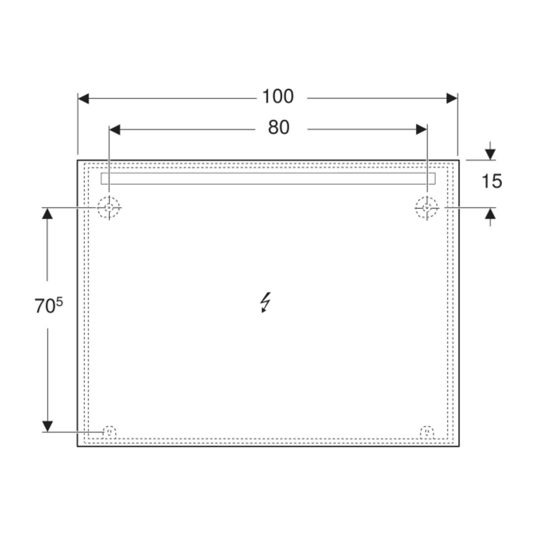 Geberit Lichtspiegel Option Basic Beleuchtung oben, 120x90cm