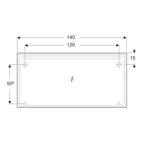 Geberit Lichtspiegel Option Basic Beleuchtung oben, 140x70cm