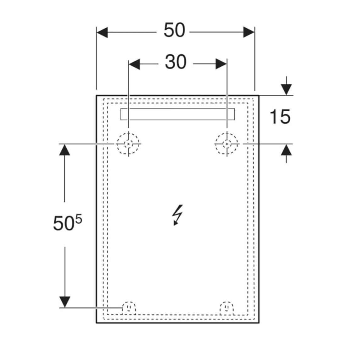Geberit Lichtspiegel Option Basic Beleuchtung oben, 50x70cm