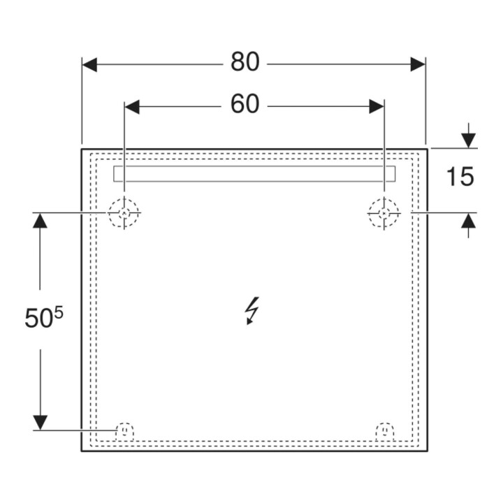 Geberit Lichtspiegel Option Basic Beleuchtung oben, 80x70cm
