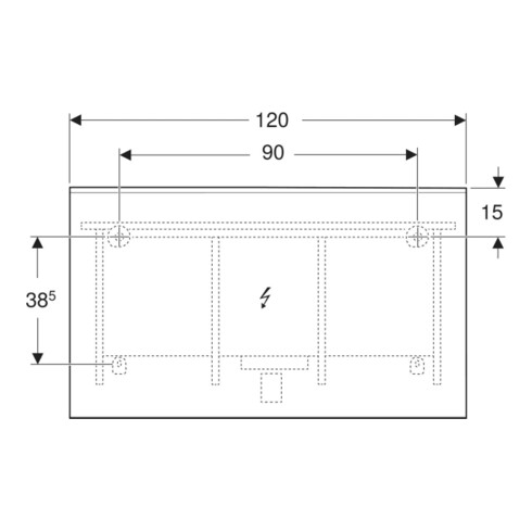 Geberit Lichtspiegel Option Plus 120x70cm, Alu elox., dir./ind. Beleucht.