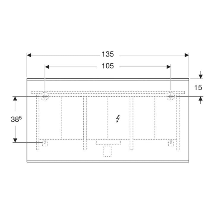 Geberit Lichtspiegel Option Plus 135x70cm, Alu elox., dir./ind. Beleucht.