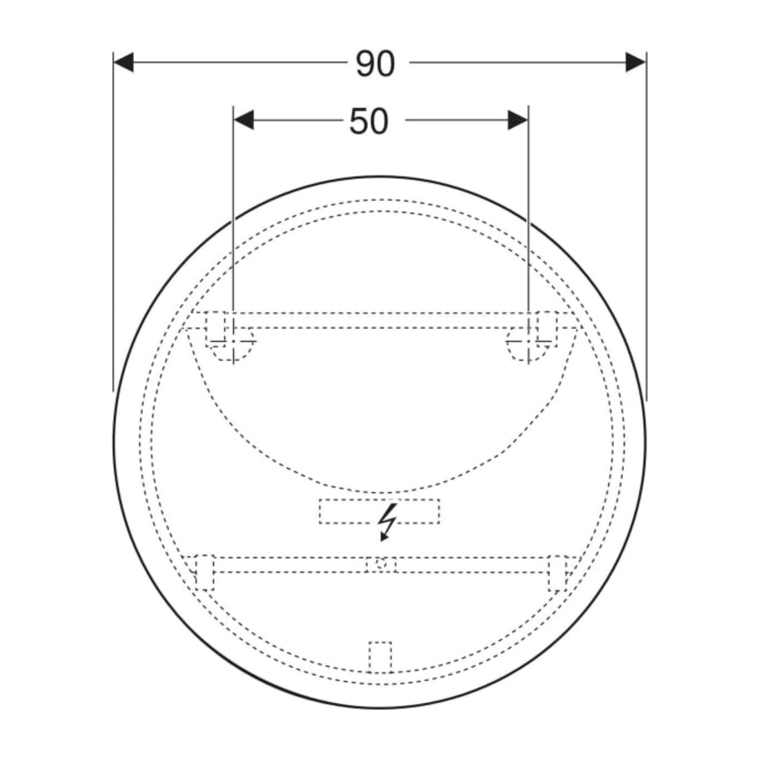 Geberit Lichtspiegel Option Round d= 90cm, direkte-/indirekte Beleuchtung