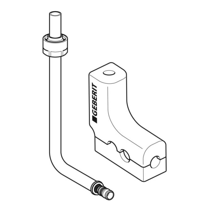Geberit Metallrohr-Anschlussbogen Mepla d 20x15mm, 90G, 30cm, m A.-Vsb u Box