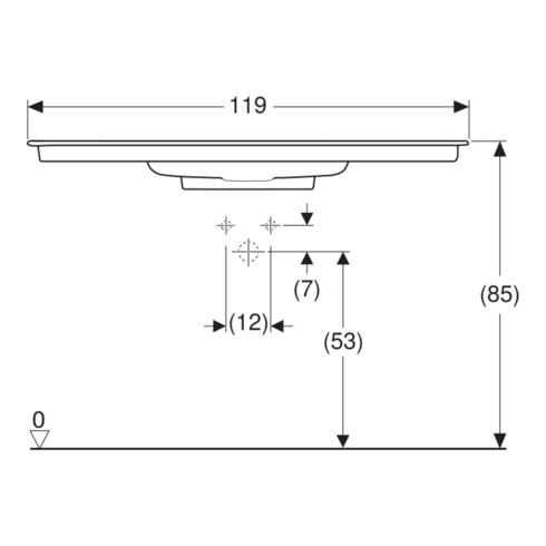 Geberit Meuble lavabo One 120 cm, H I P avec mitigeur, sans trop-plein, blanc K-Tect/blanc