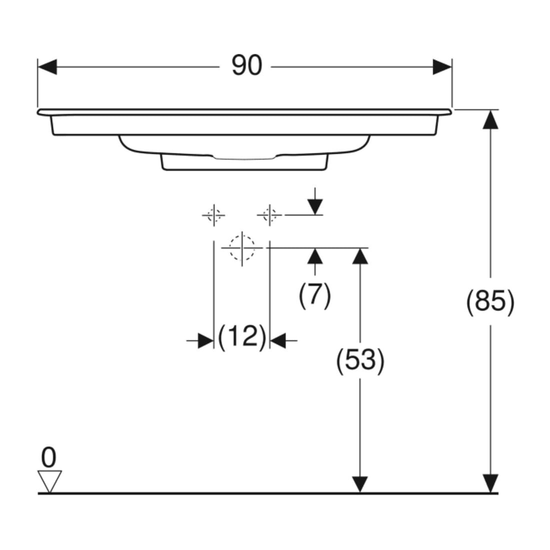 Geberit Meuble-lavabo One 90 cm, évacuation horizontale, sans trop-plein, blanc K-Tect/blanc