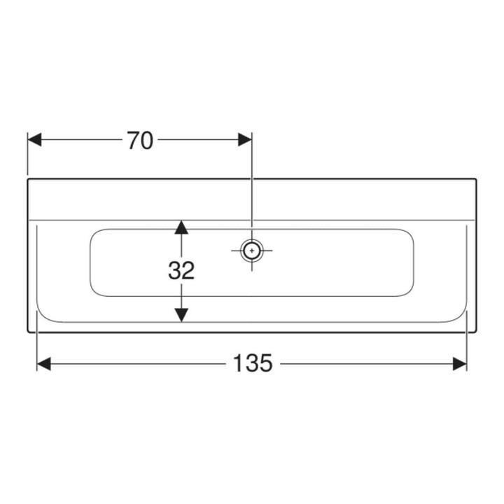 Geberit Meuble lavabo Xeno2 140x48 cm, sans robinet, sans trop-plein, blanc alpin