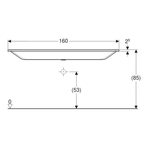 Geberit Meuble lavabo Xeno2 160x48cm, sans robinet, sans trop-plein, blanc alpin