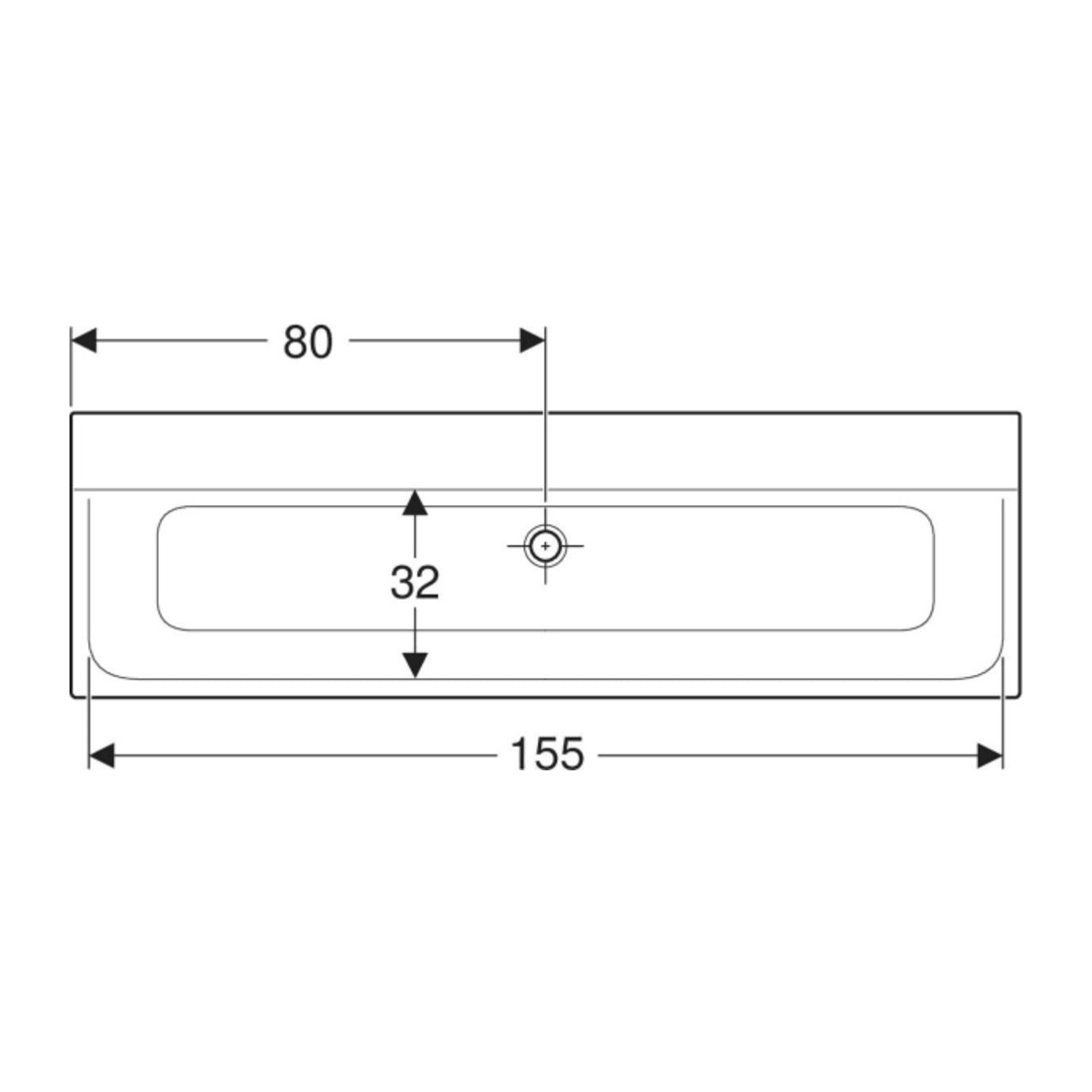 Geberit Meuble lavabo Xeno2 160x48cm, sans robinet, sans trop-plein, blanc alpin