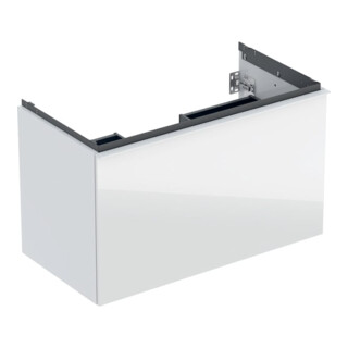 Geberit Meuble sous lavabo Acanto 1 porte, 1 tiroir en I, L 90 cm, blanc brillant / blanc brillant / blanc mat