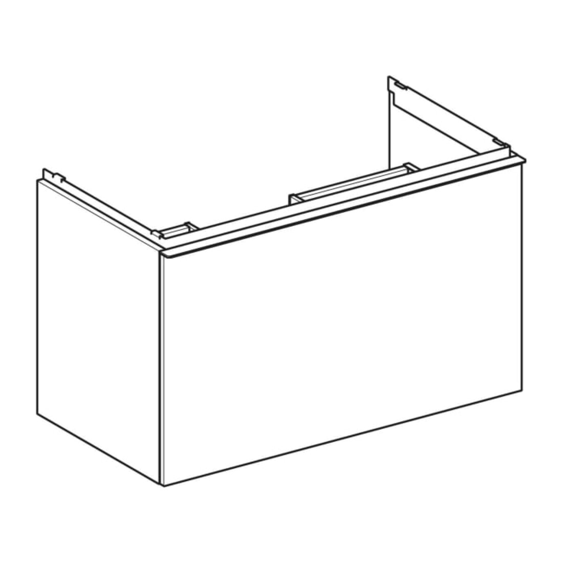 Geberit Meuble sous lavabo Acanto 1 porte, 1 tiroir en I, L 90 cm, blanc mat / blanc mat