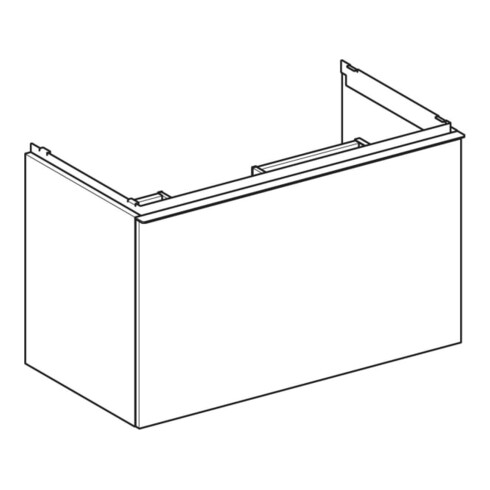Geberit Meuble sous lavabo Acanto 1 porte, 1 tiroir en I, L 90 cm, blanc mat / blanc mat